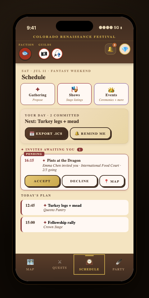The schedule you publish